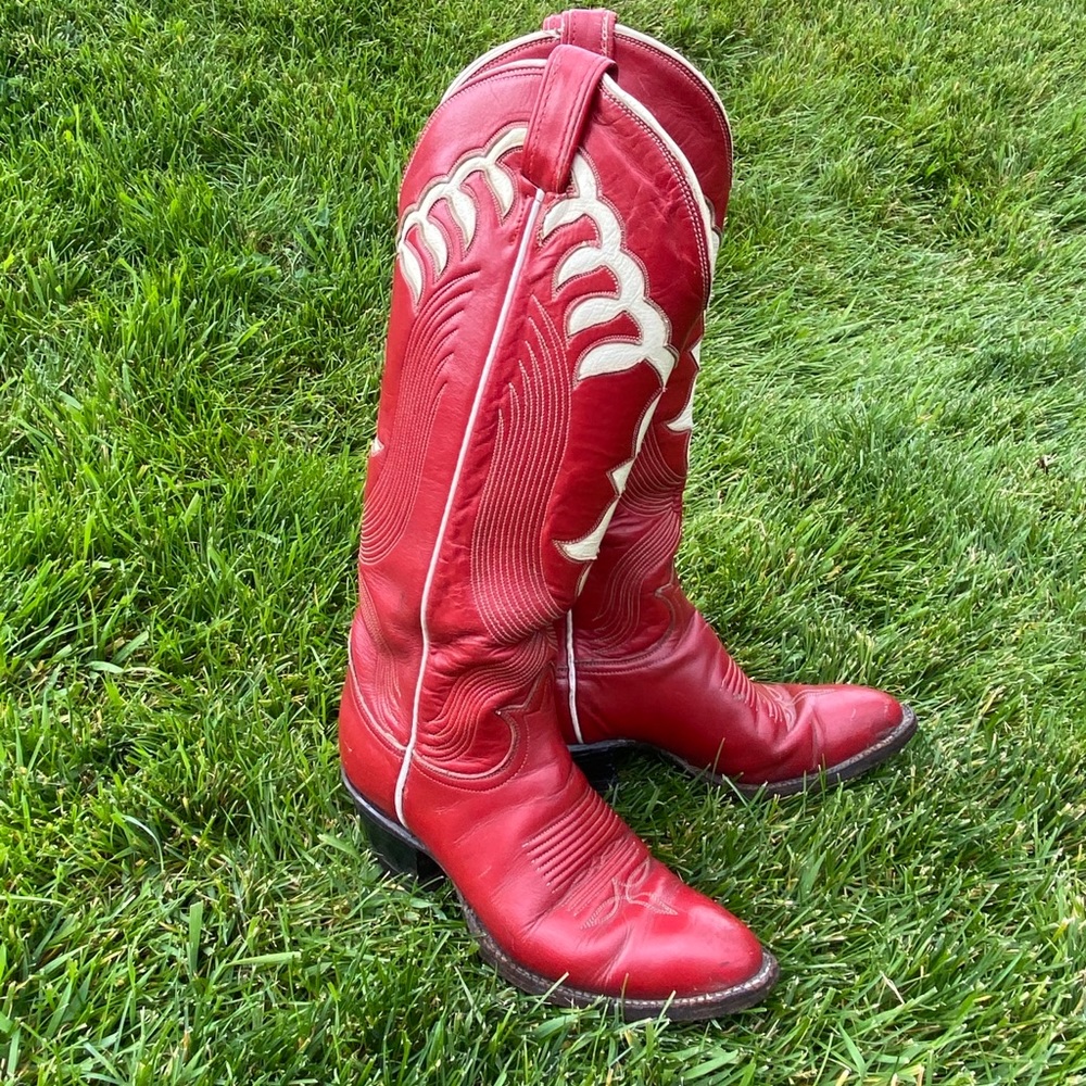 Tony Lama Vintage Red Cowboy Boots